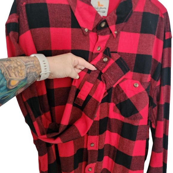 Field & Stream Mens Black and Red Flannel Long Sleeve Button Up Shirt Size 2XL - Picture 4 of 6